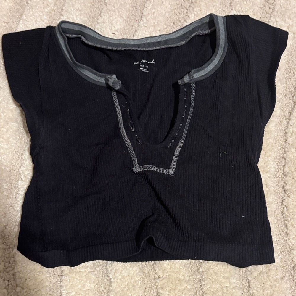 Urban Outfitters Black Crop Top with Gray Trim